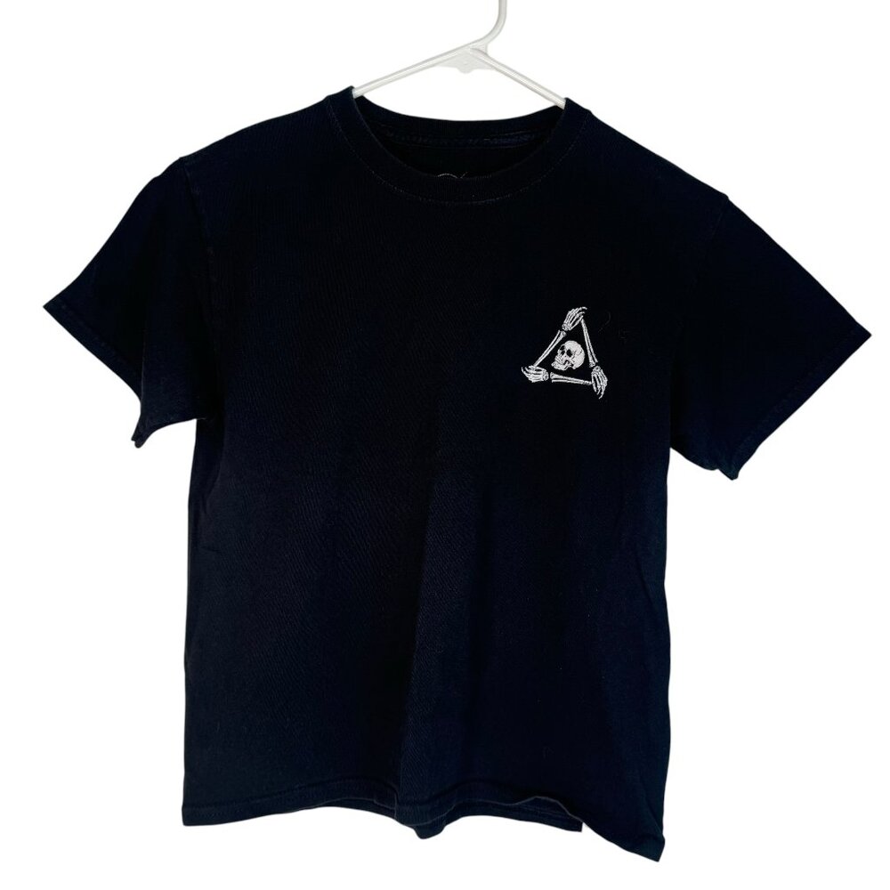 Kids Neon Riot Black Skull T-Shirt Skeleton Hands Arm Punk Skater Board Zumiez M